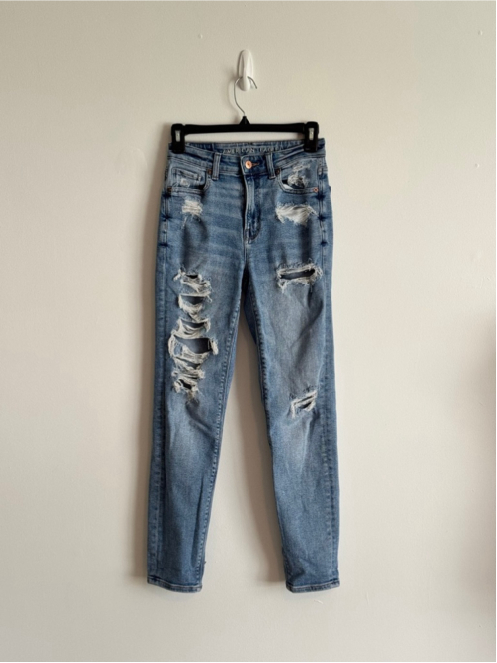 Women's American Eagle Blue Distressed Skinny Jeans Size 00